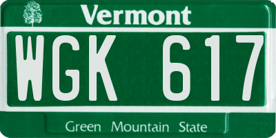 VT license plate WGK617