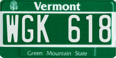VT license plate WGK618