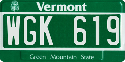 VT license plate WGK619
