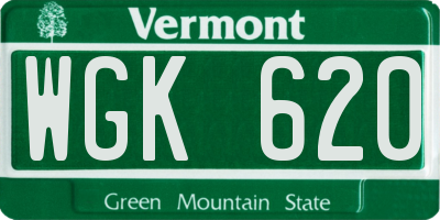 VT license plate WGK620