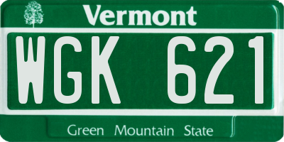 VT license plate WGK621