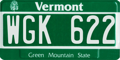 VT license plate WGK622