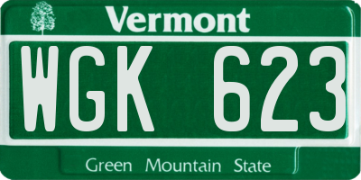 VT license plate WGK623