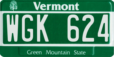 VT license plate WGK624