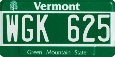 VT license plate WGK625