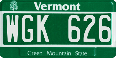 VT license plate WGK626