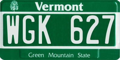 VT license plate WGK627