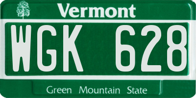 VT license plate WGK628