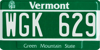 VT license plate WGK629