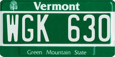 VT license plate WGK630
