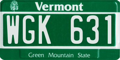 VT license plate WGK631