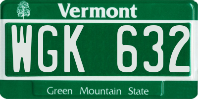 VT license plate WGK632
