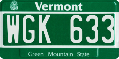 VT license plate WGK633