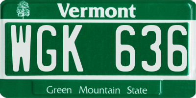 VT license plate WGK636