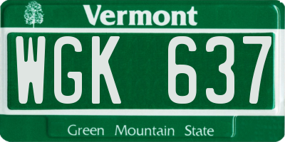 VT license plate WGK637