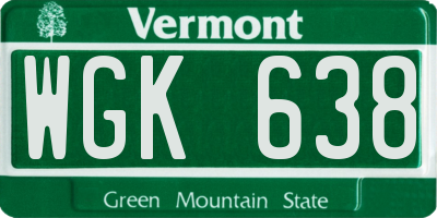 VT license plate WGK638