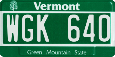 VT license plate WGK640