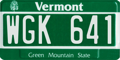 VT license plate WGK641