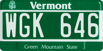 VT license plate WGK646