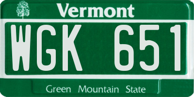 VT license plate WGK651
