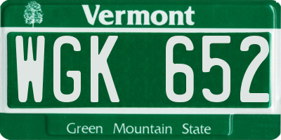 VT license plate WGK652