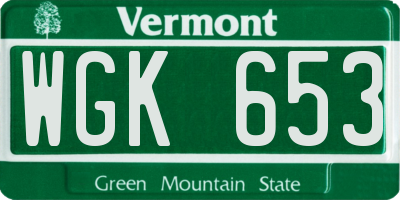 VT license plate WGK653