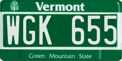 VT license plate WGK655