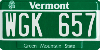 VT license plate WGK657