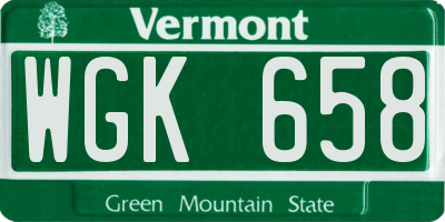 VT license plate WGK658