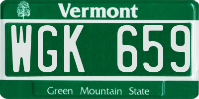 VT license plate WGK659