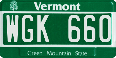 VT license plate WGK660