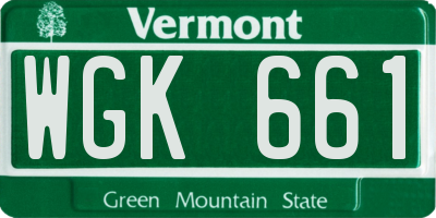 VT license plate WGK661