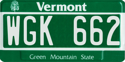 VT license plate WGK662