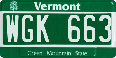 VT license plate WGK663