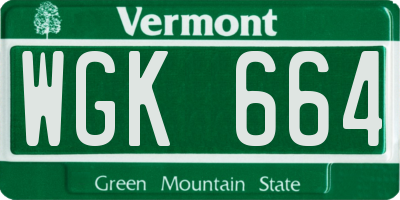 VT license plate WGK664