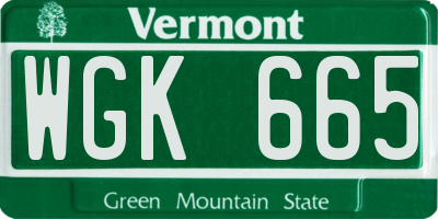 VT license plate WGK665