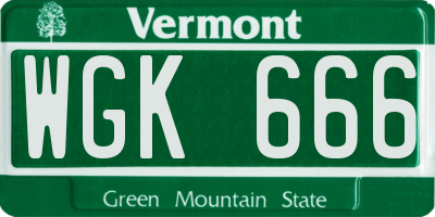 VT license plate WGK666