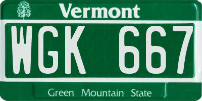 VT license plate WGK667