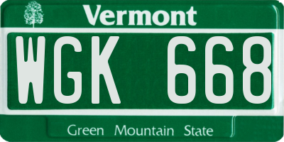 VT license plate WGK668