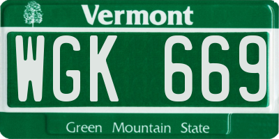 VT license plate WGK669