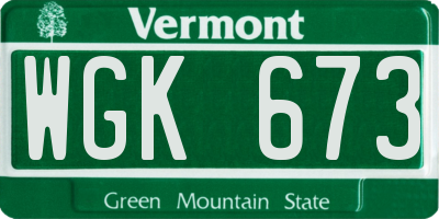 VT license plate WGK673