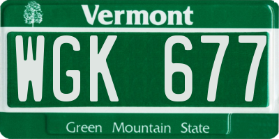 VT license plate WGK677