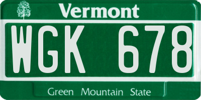 VT license plate WGK678