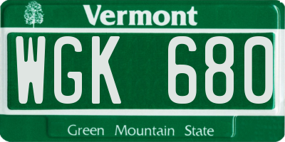 VT license plate WGK680