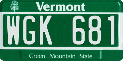 VT license plate WGK681