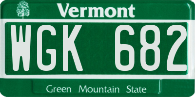 VT license plate WGK682