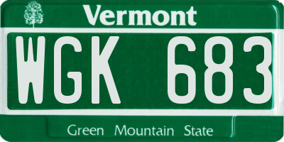 VT license plate WGK683
