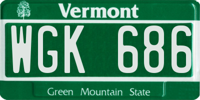 VT license plate WGK686
