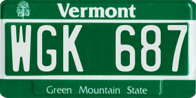 VT license plate WGK687