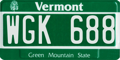 VT license plate WGK688